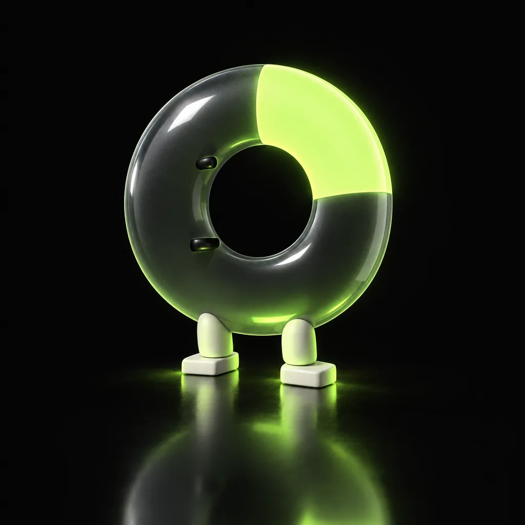 Plate Bot, the AWOD character: a glass ring with a lime quarter
